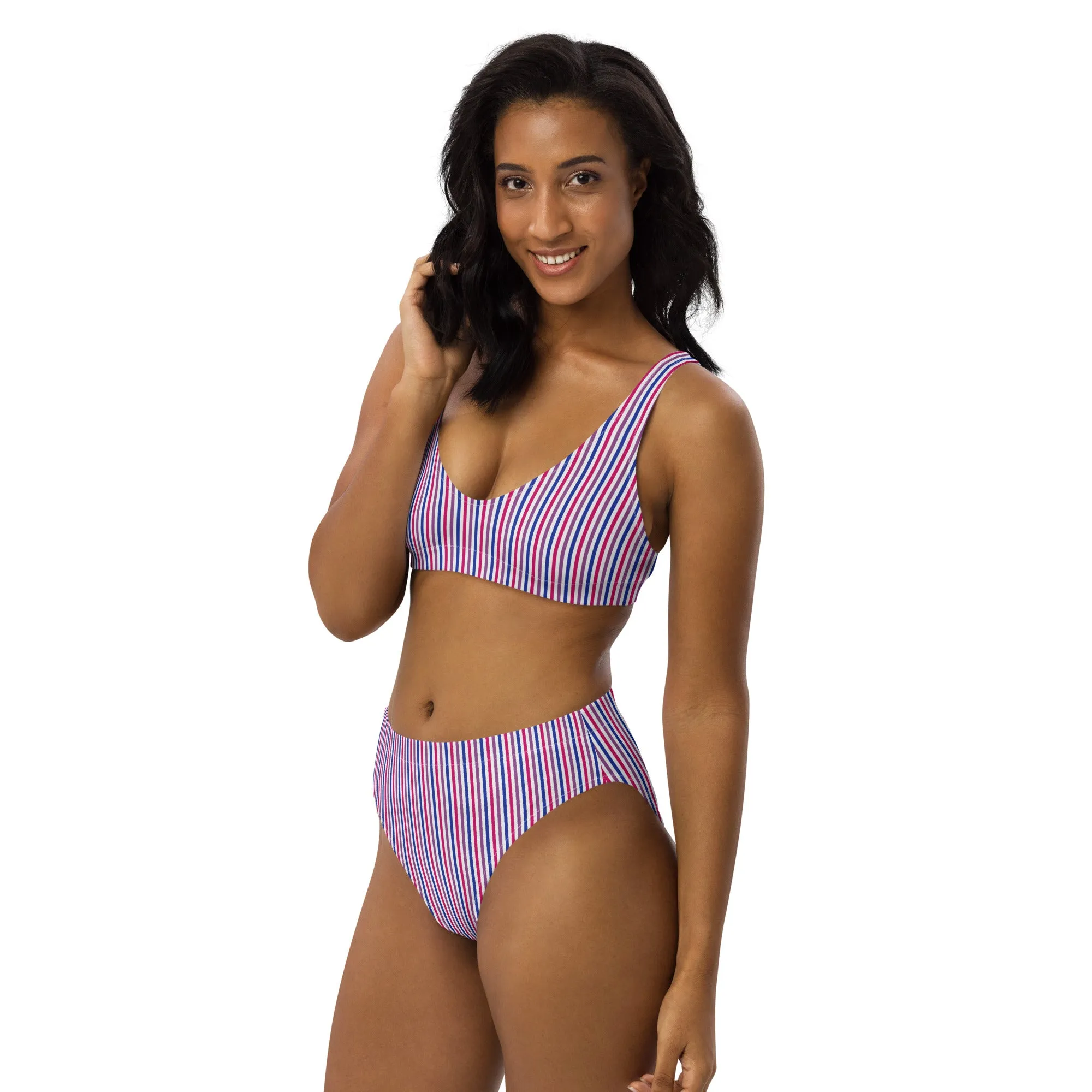 Bisexual Striped Athletic Bikini Top
