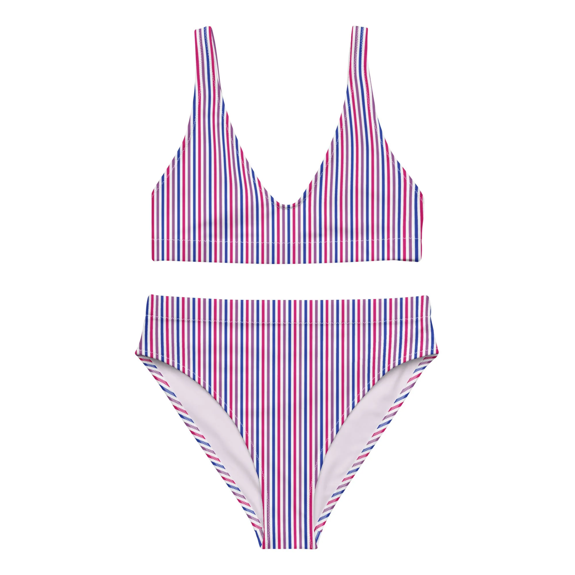 Bisexual Striped Athletic Bikini Top