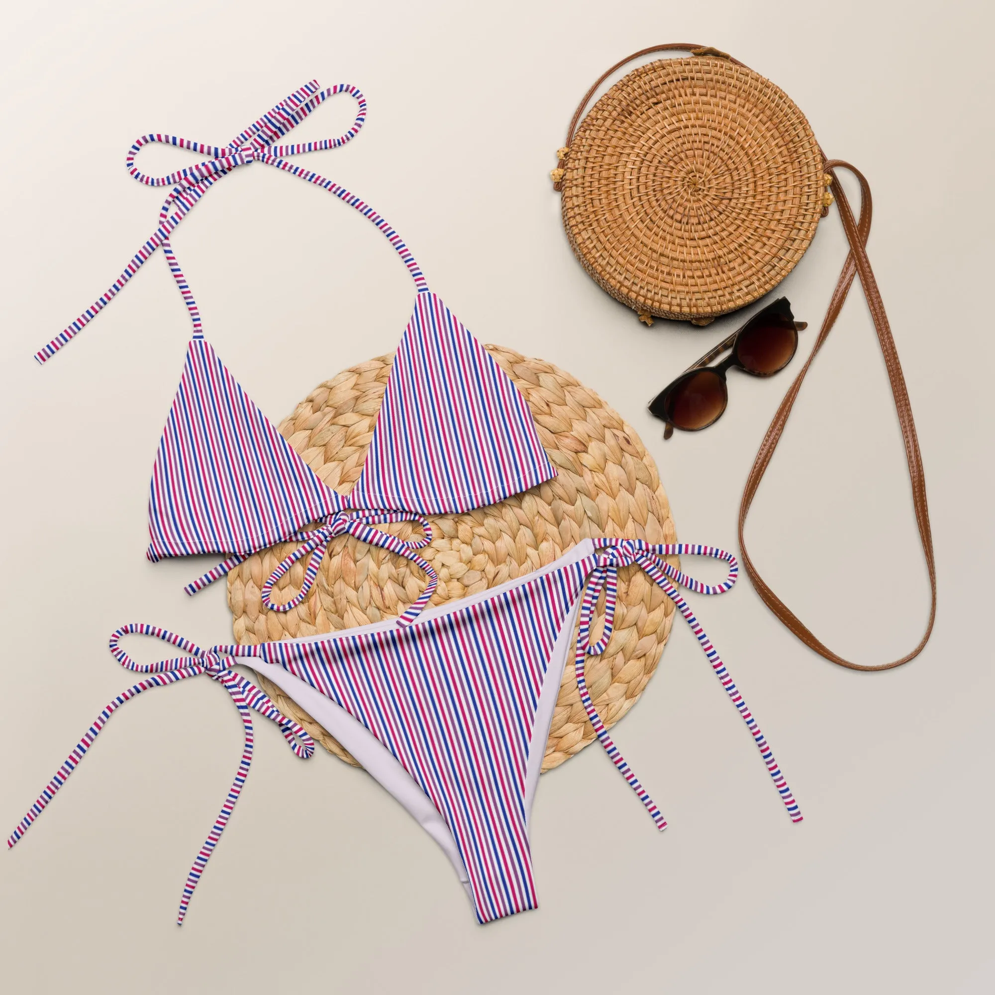 Bisexual Striped String Bikini Bottom