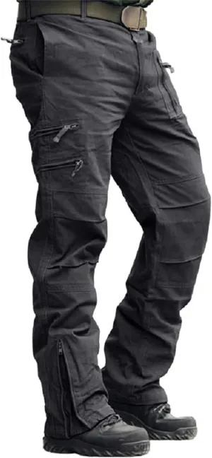 Black Cargo Pants Men Men's Loose Fit Double Knee Work Pant Fall Pants for Men Mens Hunting Pants Camo Mens Fleece Lined Pants Gym Pants Men Multi-Pocket Pants
