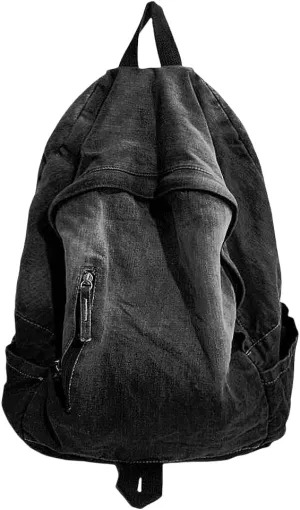 Black Denim Backpack for Women - Large Capacity Travel Backpack