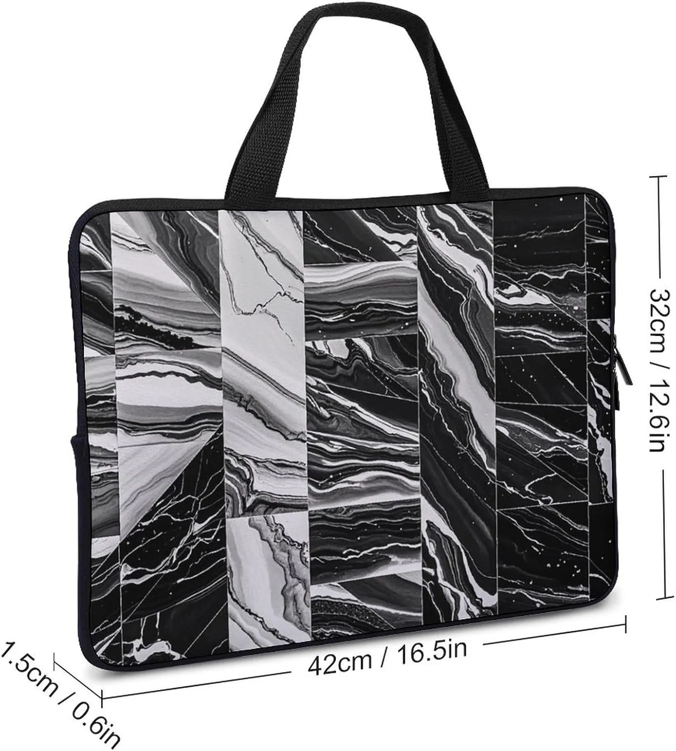 Black Marble Laptop Bag Durable Laptop Sleeve Water-Resistant Notebook Bag for Computer Or Tablet