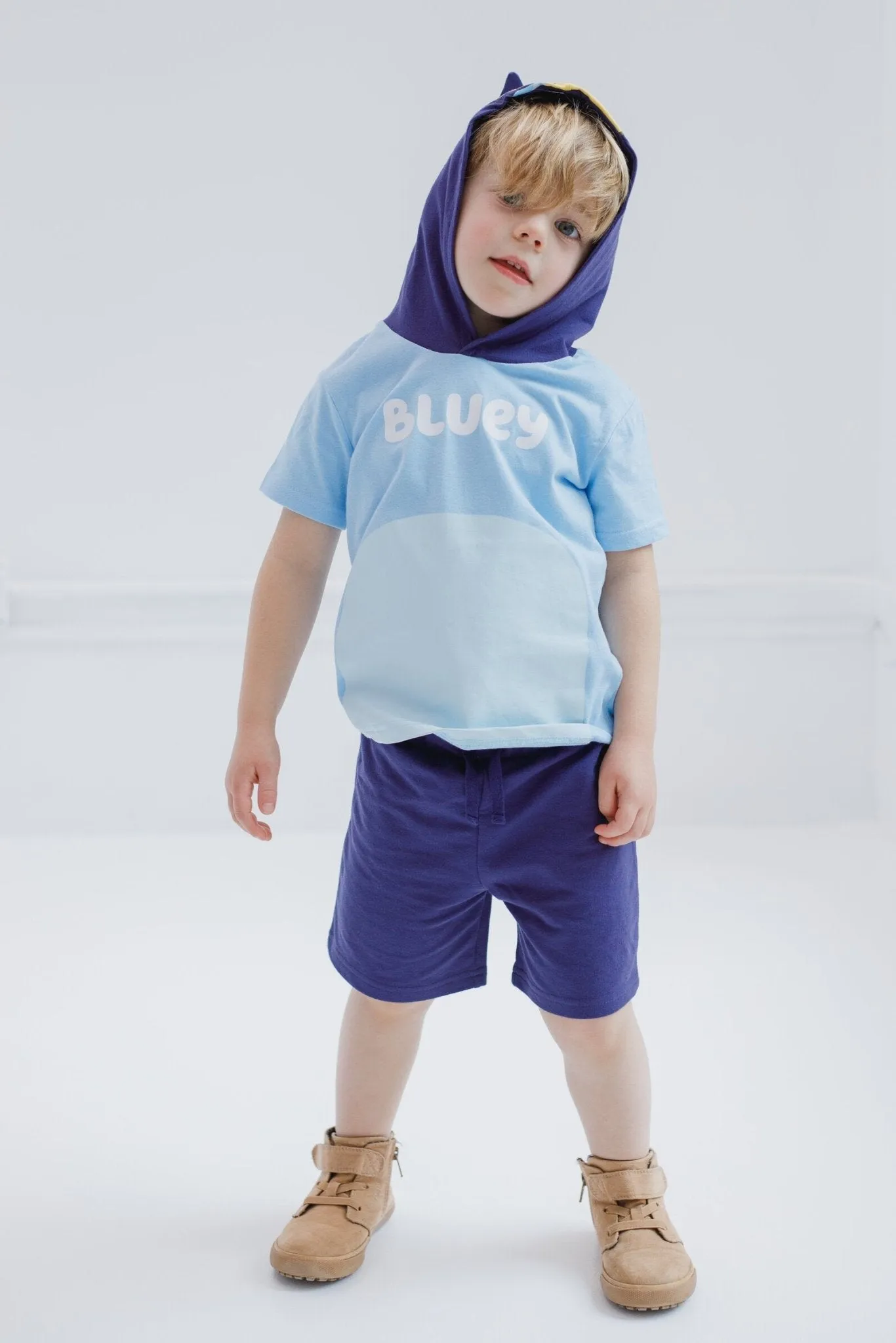 Bluey Hooded Cosplay T-Shirt and French Terry Shorts Outfit Set