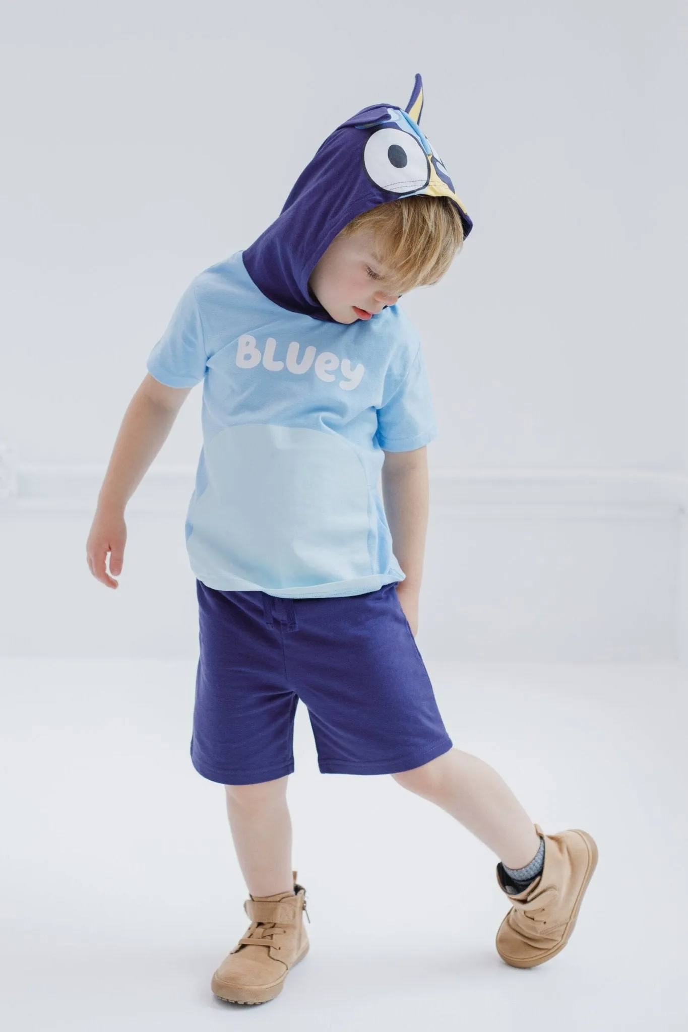 Bluey Hooded Cosplay T-Shirt and French Terry Shorts Outfit Set