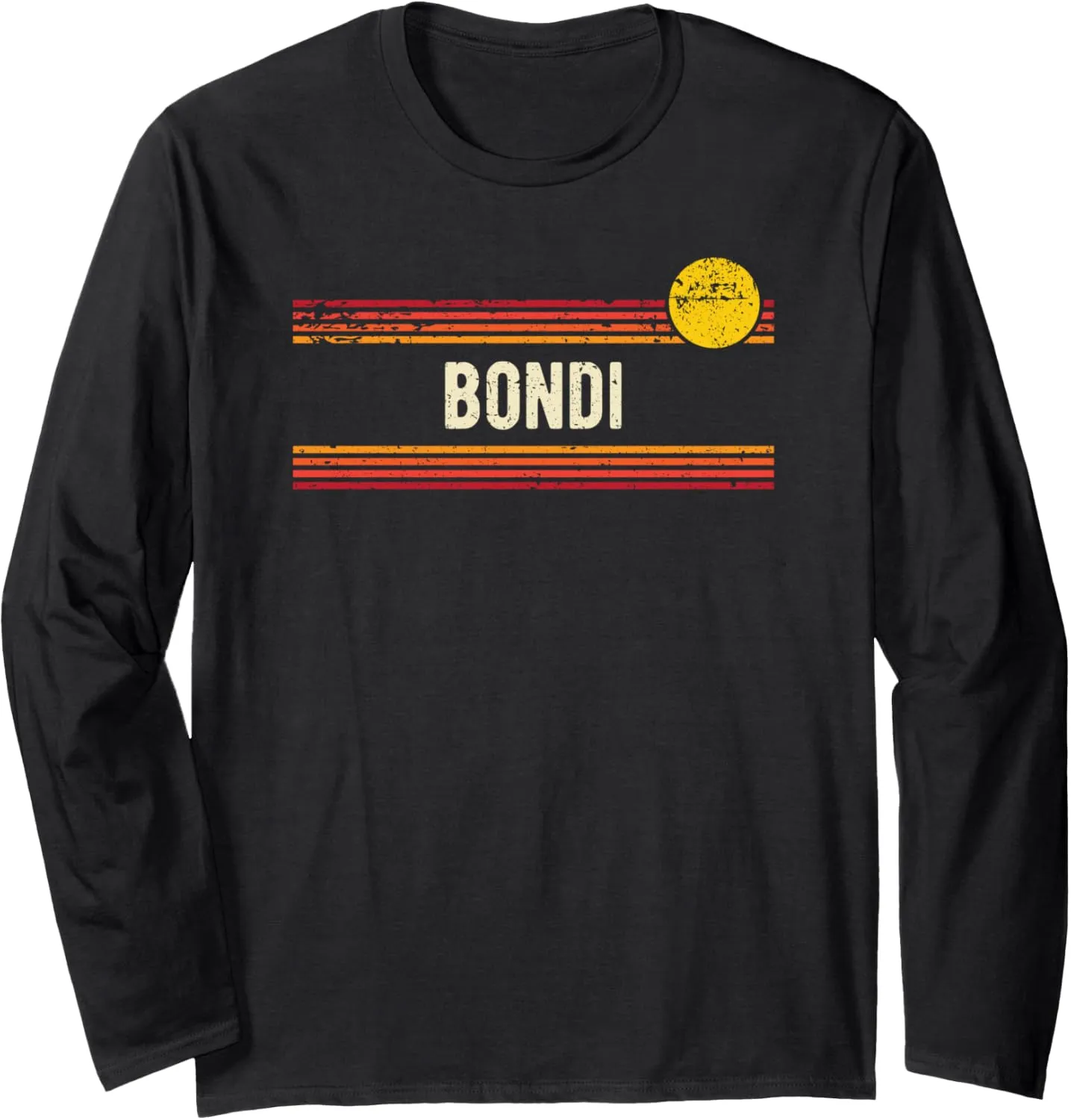 Bondi Beach Retro Vintage Sunset Distressed Style Design Long Sleeve T-Shirt