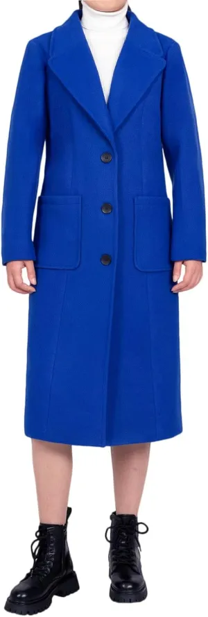 Bonnorth Women's Wool Blend Single Breasted Mid-Long Pea Coat Fall Winter Essential Notched Collar Overcoat