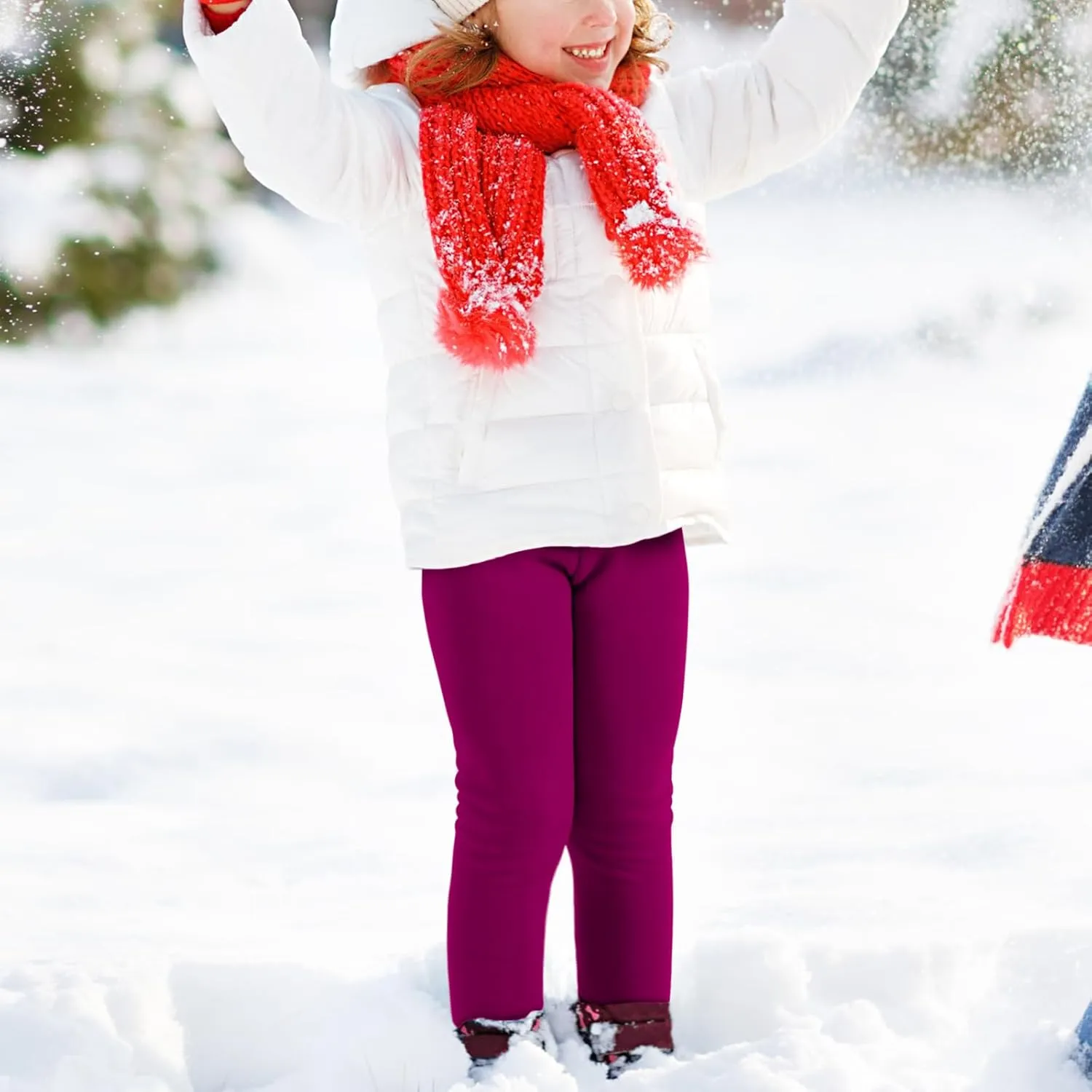 BOOPH Girls Winter Leggings Fleece Lined Toddler Kids Basic Full Length Pants