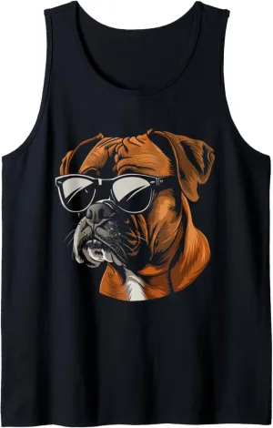 Boxer Dog Sunglasses Funny Dog Mum Dad Tank Top