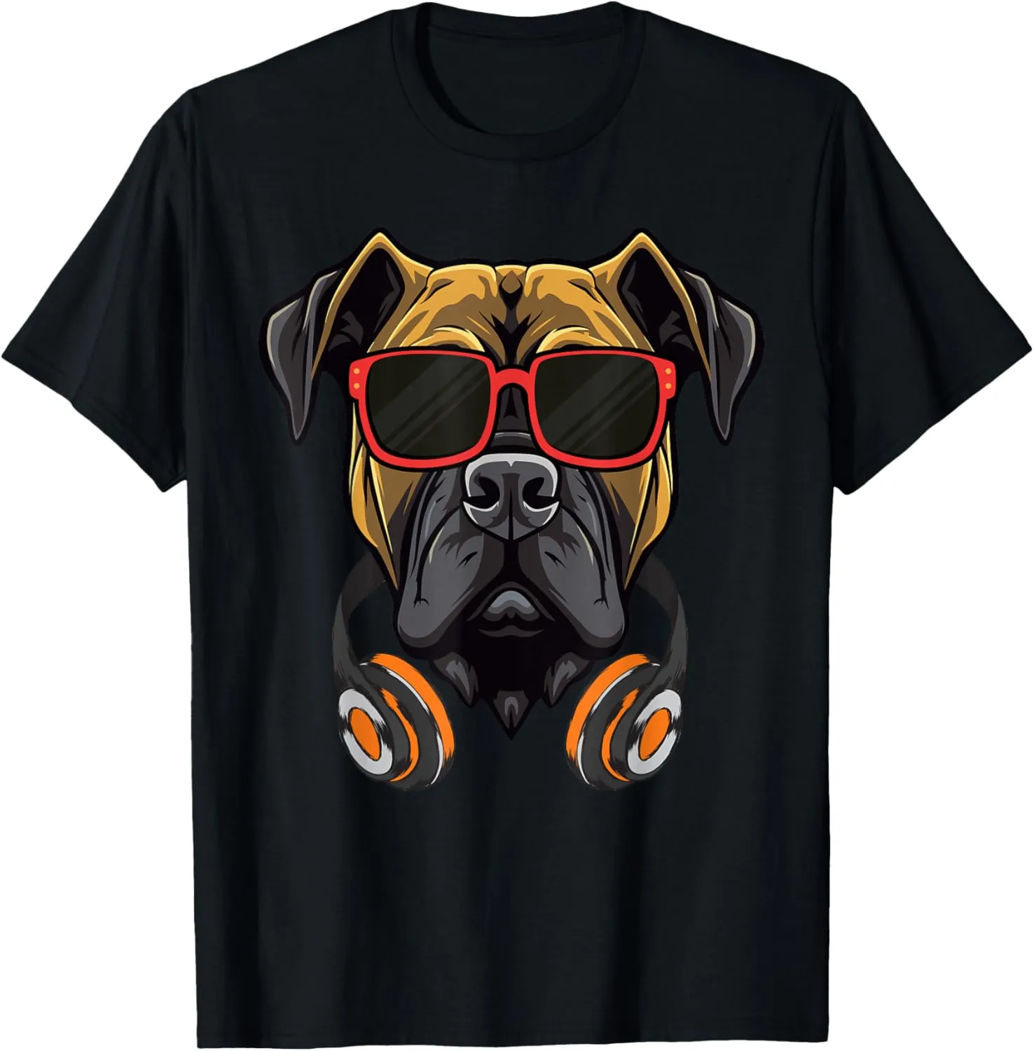 Boxer Dog WIth Sunglasses And Headphones T-Shirt