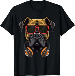 Boxer Dog WIth Sunglasses And Headphones T-Shirt