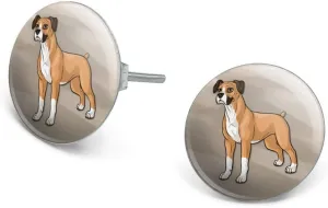 Boxer Pet Dog Novelty Silver Plated Stud Earrings