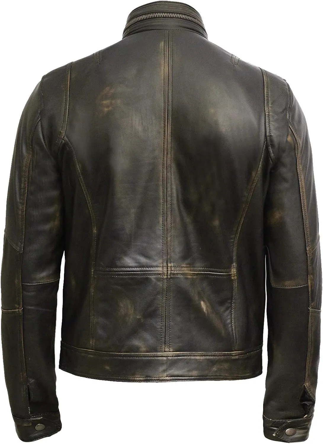 BRANDSLOCK Black Mens Leather Jacket - Motorcycle Jacket Real Sheepskin Leather Jackets