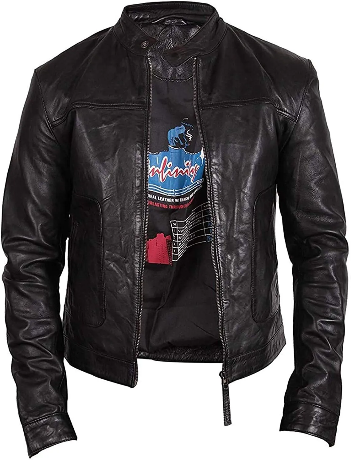 BRANDSLOCK Mens Genuine Biker Leather Jacket Bomber Coat Designer