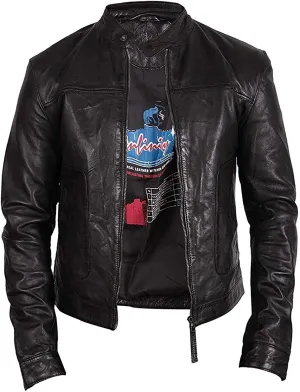 BRANDSLOCK Mens Genuine Biker Leather Jacket Bomber Coat Designer
