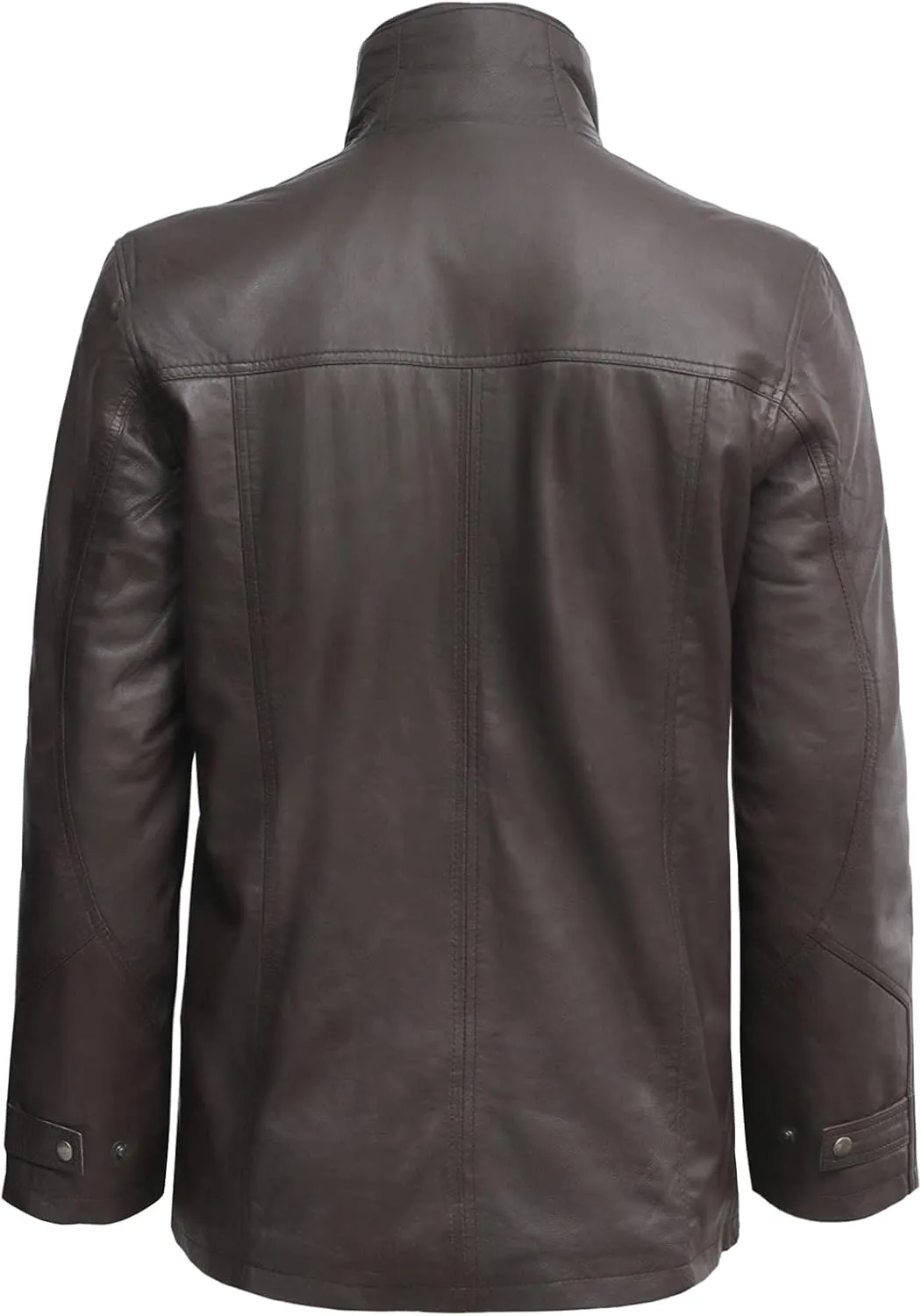 BRANDSLOCK Mens Genuine Leather Biker Parka Jacket Retro