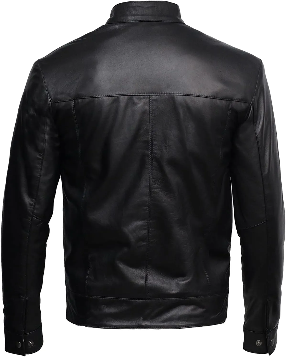 BRANDSLOCK Mens Leather Biker Jacket Black Vintage Look Biker Style Crinkle Retro
