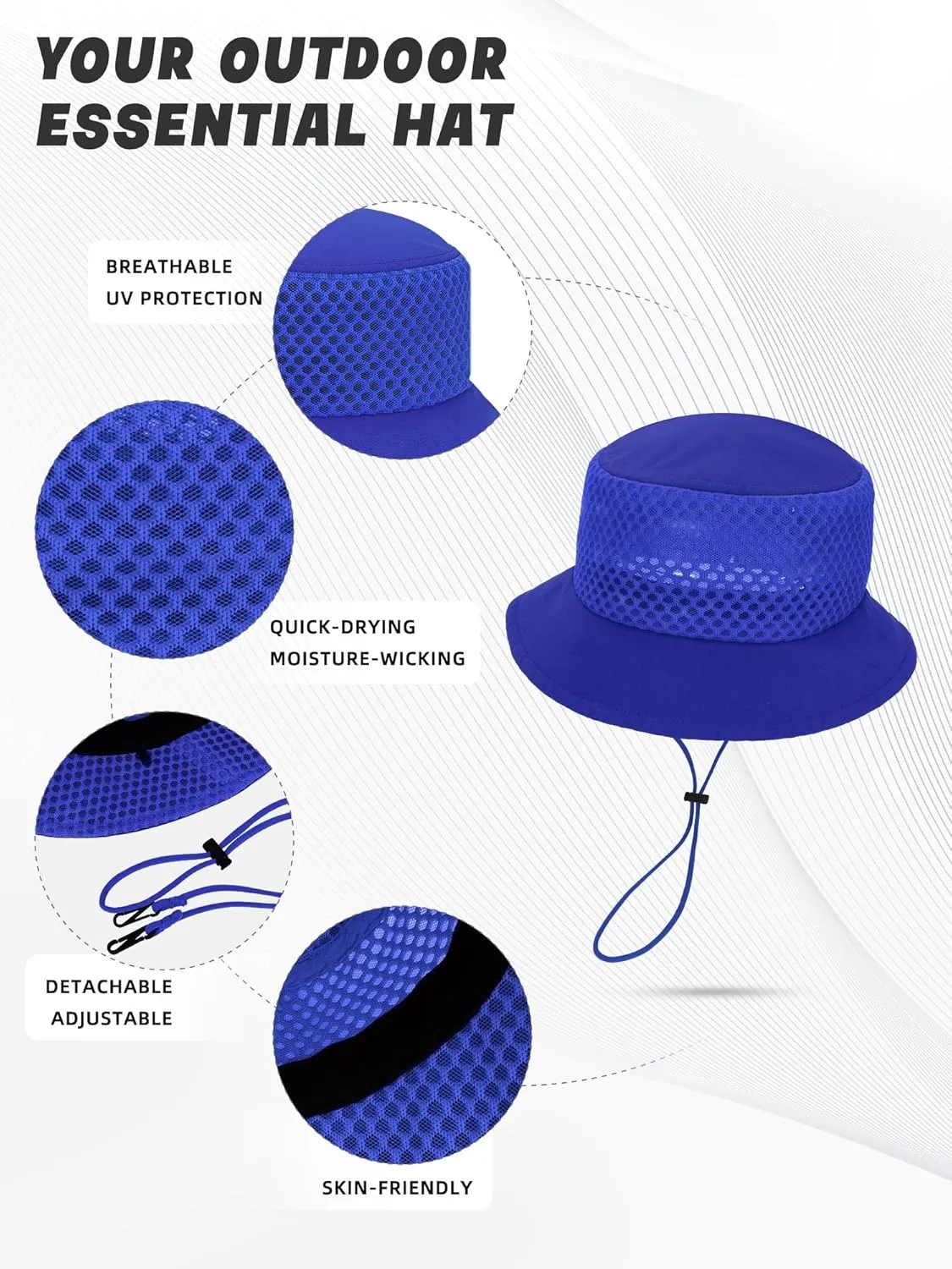 Breathable Bucket Hat for Men Women, Lightweight Mesh Sun Hat for Beach, Gardening, Hiking, Camping, Golf