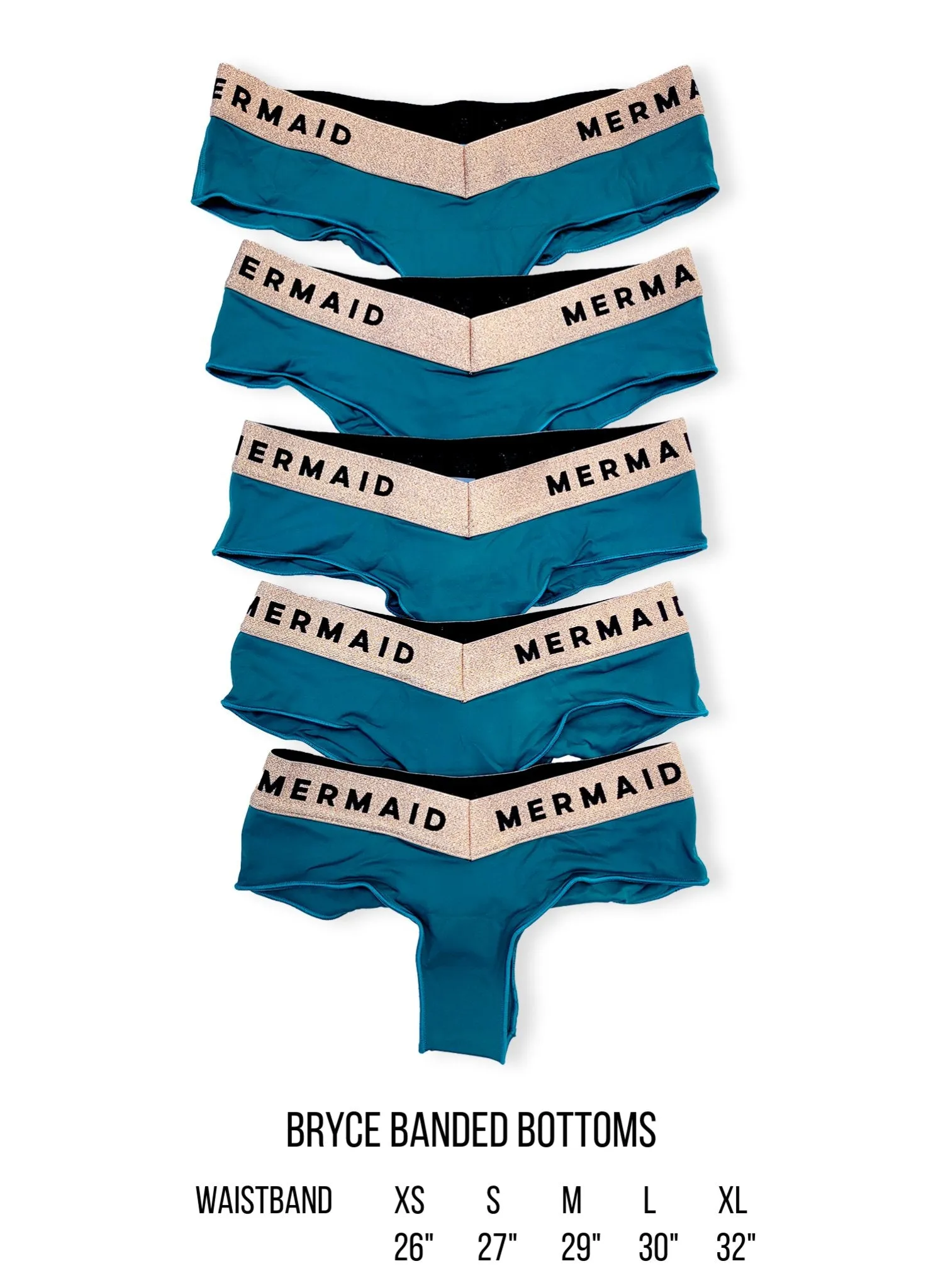 Bryce Banded Bikini Bottom - Laguna Green / Rose Gold