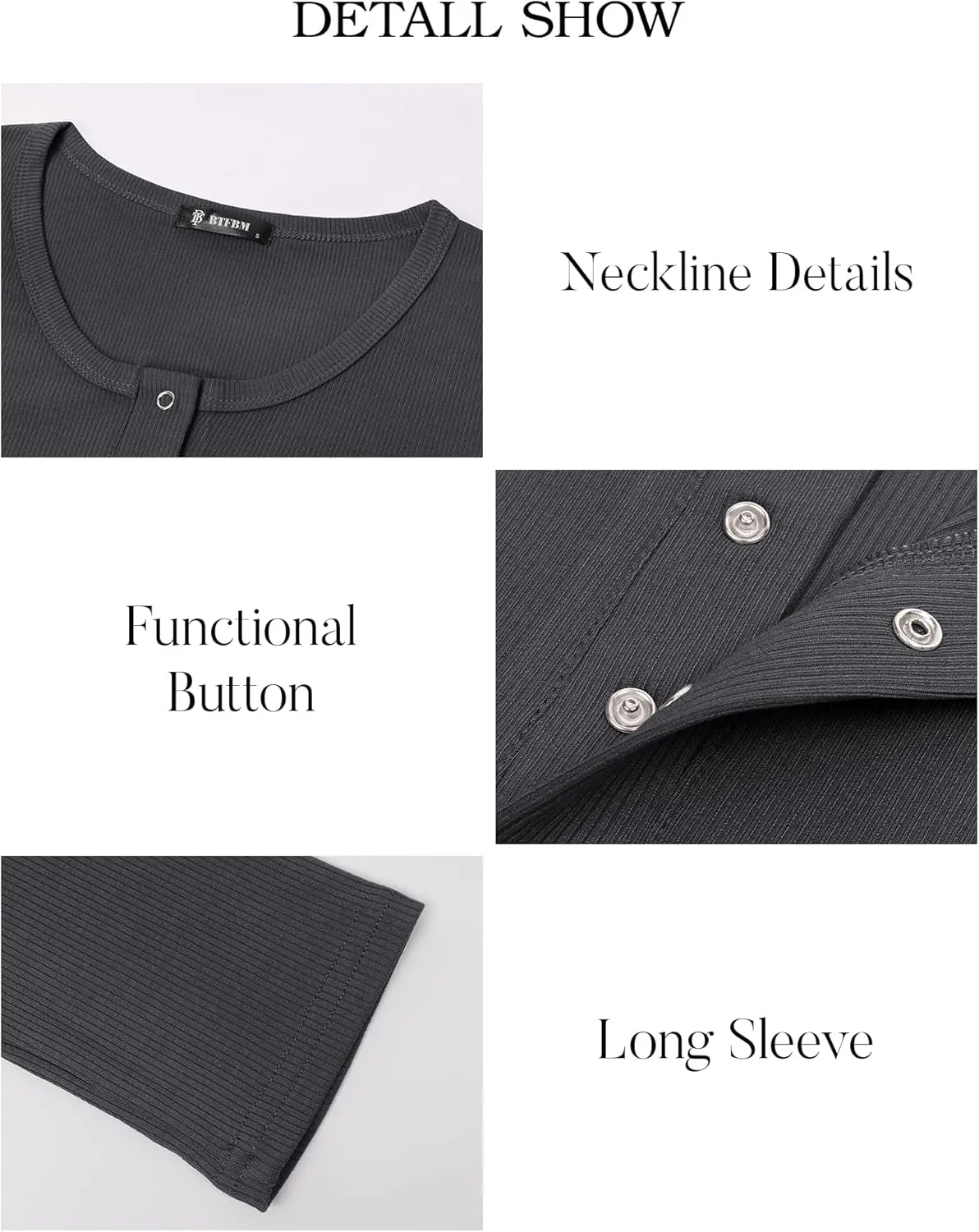 BTFBM Women Long Sleeve Shirts Fall Tops V Neck Button Up Slim Fit Ribbed Knit Solid Color Casual Shirts 2025