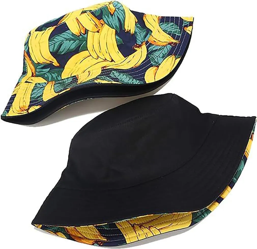 Bucket Hat Beach Sun Hat Fishing Hat for Women Men, Outdoor Travel Reversible Double Side Wear Fisherman Hat