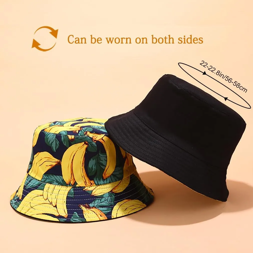 Bucket Hat Beach Sun Hat Fishing Hat for Women Men, Outdoor Travel Reversible Double Side Wear Fisherman Hat