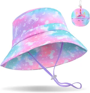 Bucket Hat for Kids Anti-UV Toddler Girls Sun Hats Wide Brim UPF 50  Sun Protection Beach Hat for 2-9 Years