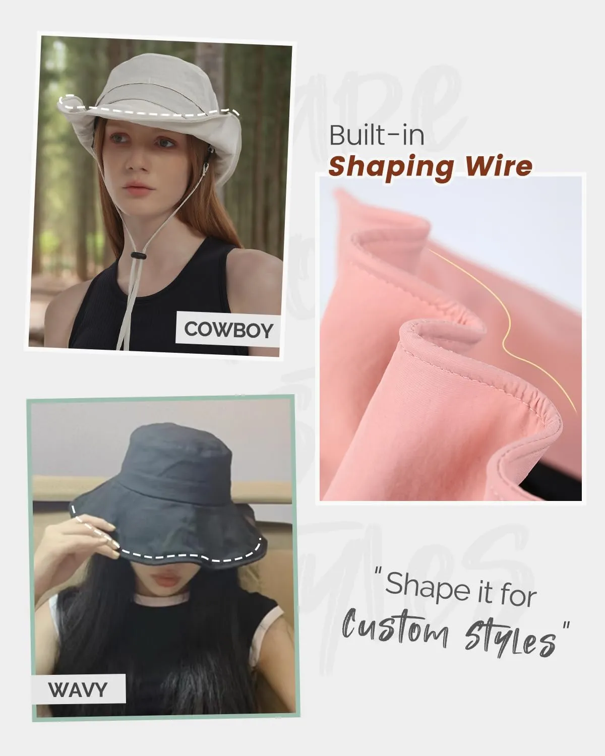 Bucket Hat Waterproof Rain Hat for Women Men Sun Hats UPF50  Packable Summer Hat Hiking Travel Floppy Sun Hat