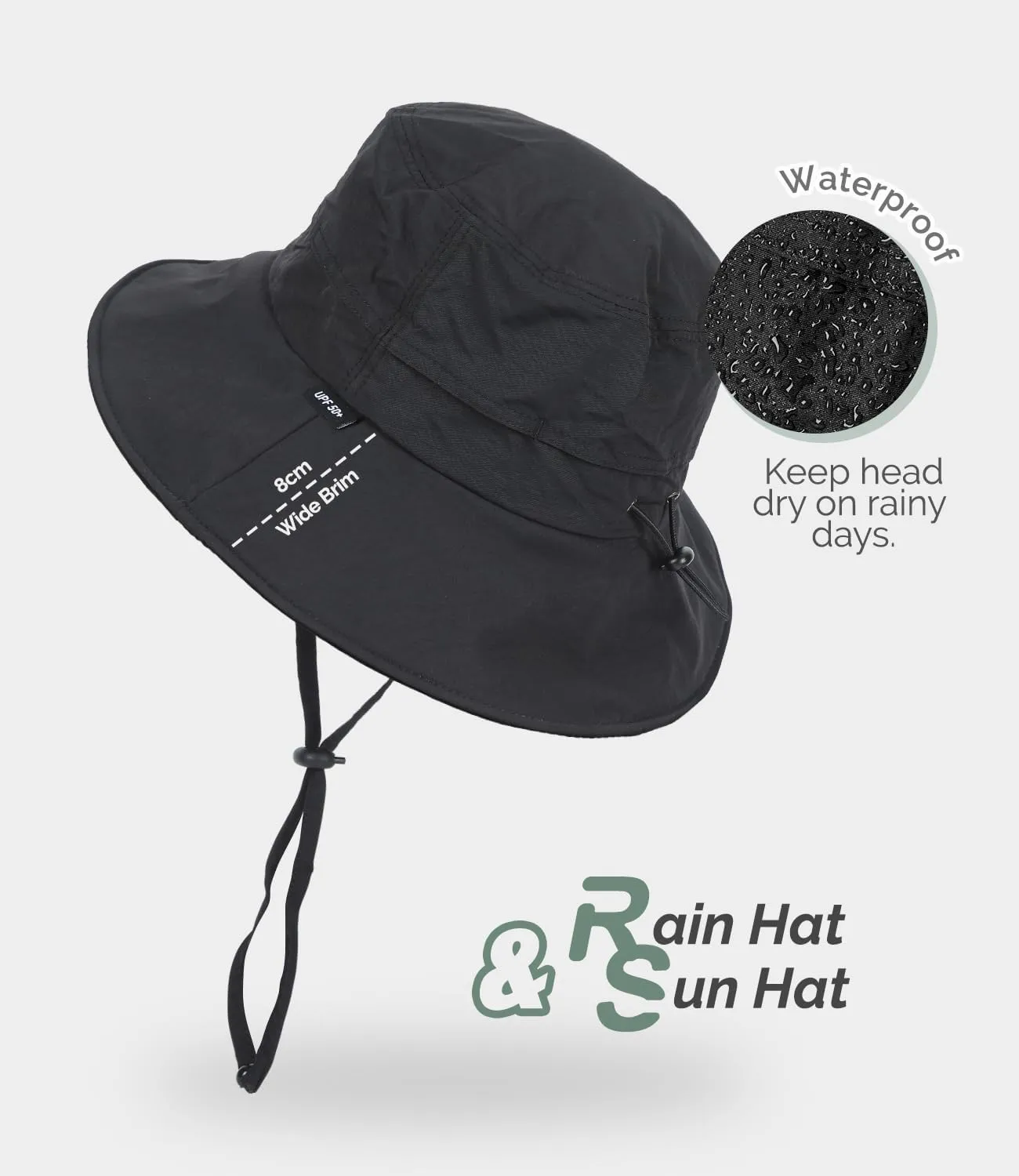 Bucket Hat Waterproof Rain Hat for Women Men Sun Hats UPF50  Packable Summer Hat Hiking Travel Floppy Sun Hat