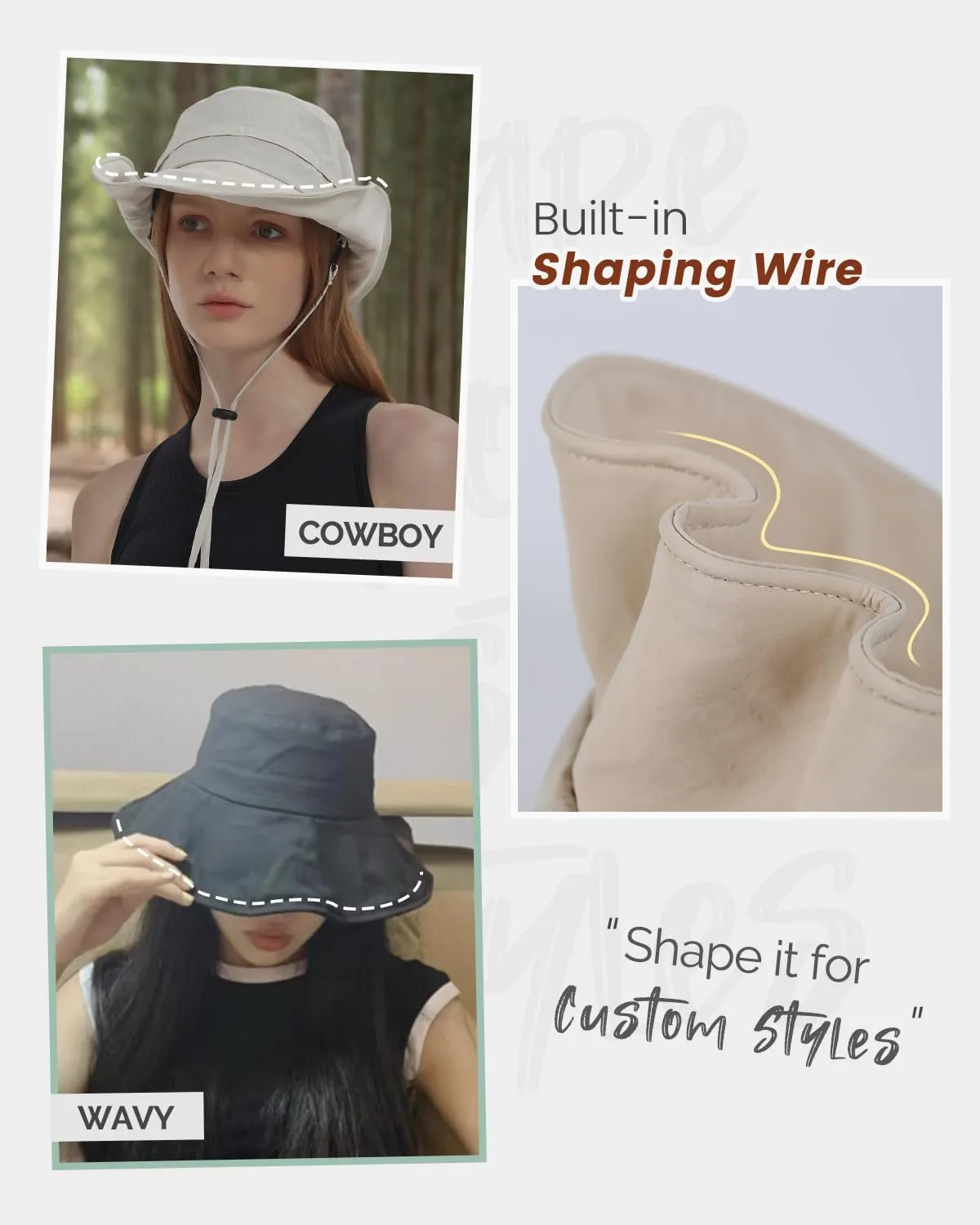 Bucket Hat Waterproof Rain Hat for Women Men Sun Hats UPF50  Packable Summer Hat Hiking Travel Floppy Sun Hat