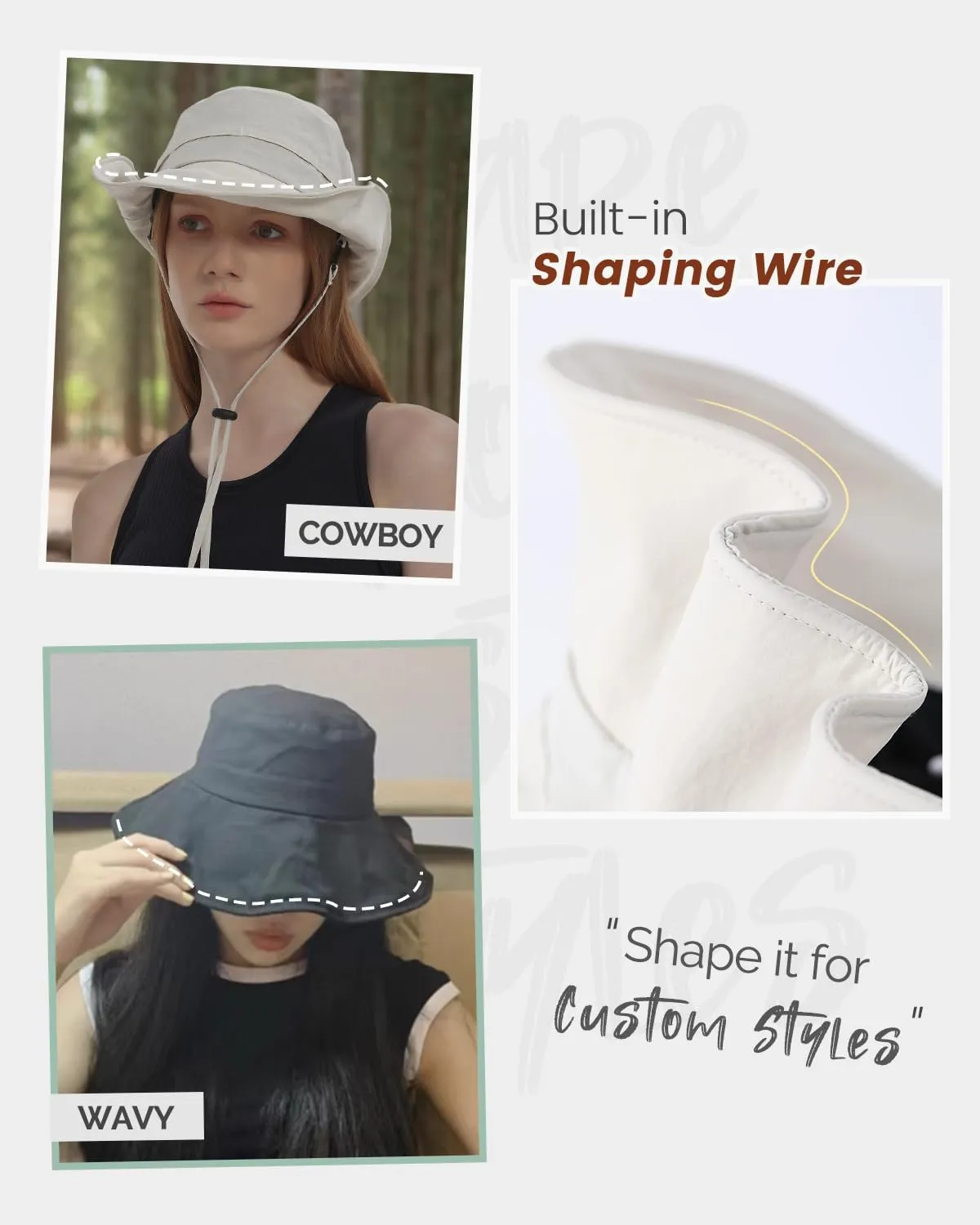 Bucket Hat Waterproof Rain Hat for Women Men Sun Hats UPF50  Packable Summer Hat Hiking Travel Floppy Sun Hat