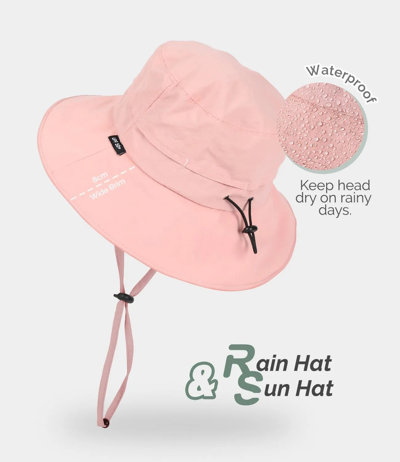 Bucket Hat Waterproof Rain Hat for Women Men Sun Hats UPF50  Packable Summer Hat Hiking Travel Floppy Sun Hat