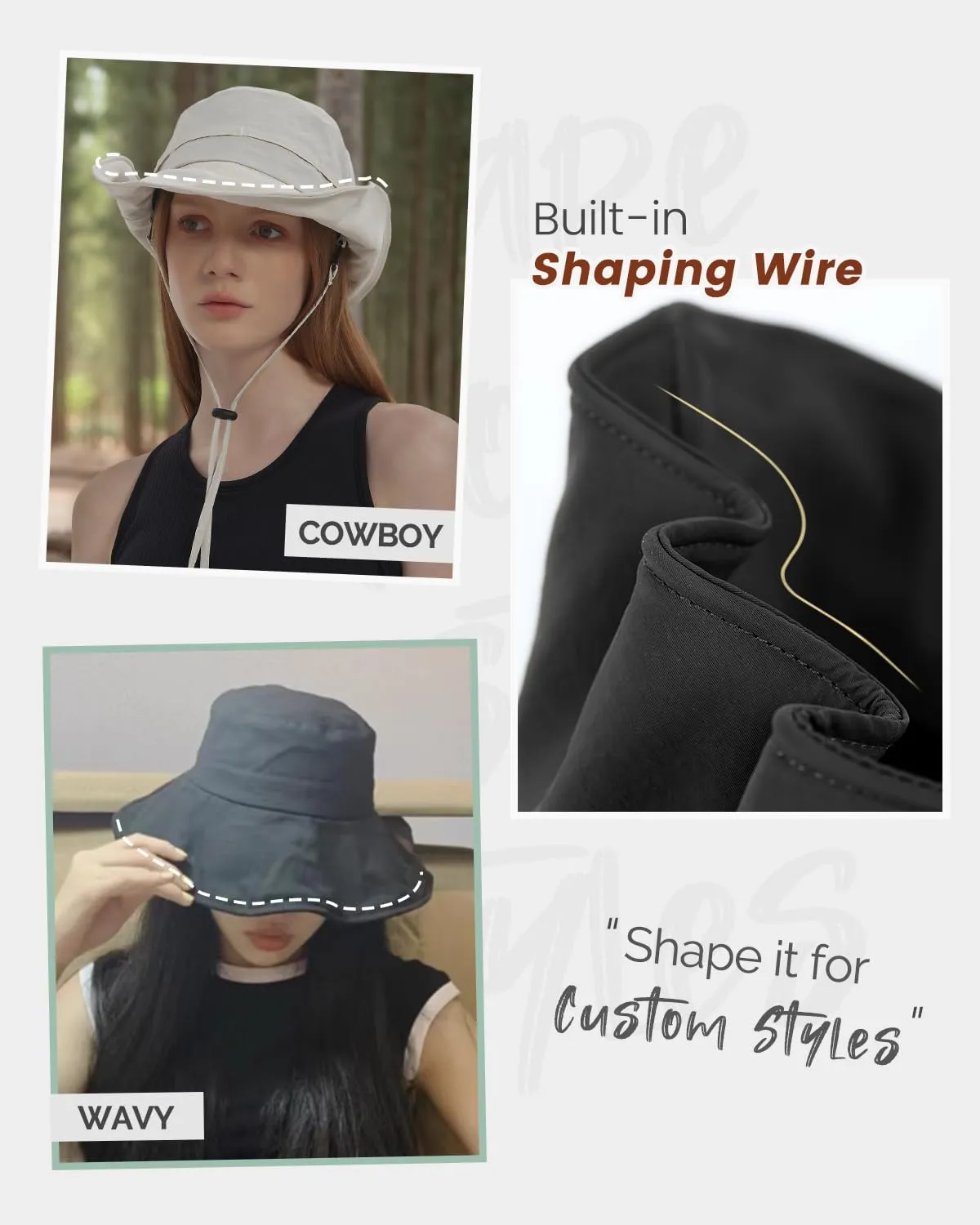 Bucket Hat Waterproof Rain Hat for Women Men Sun Hats UPF50  Packable Summer Hat Hiking Travel Floppy Sun Hat