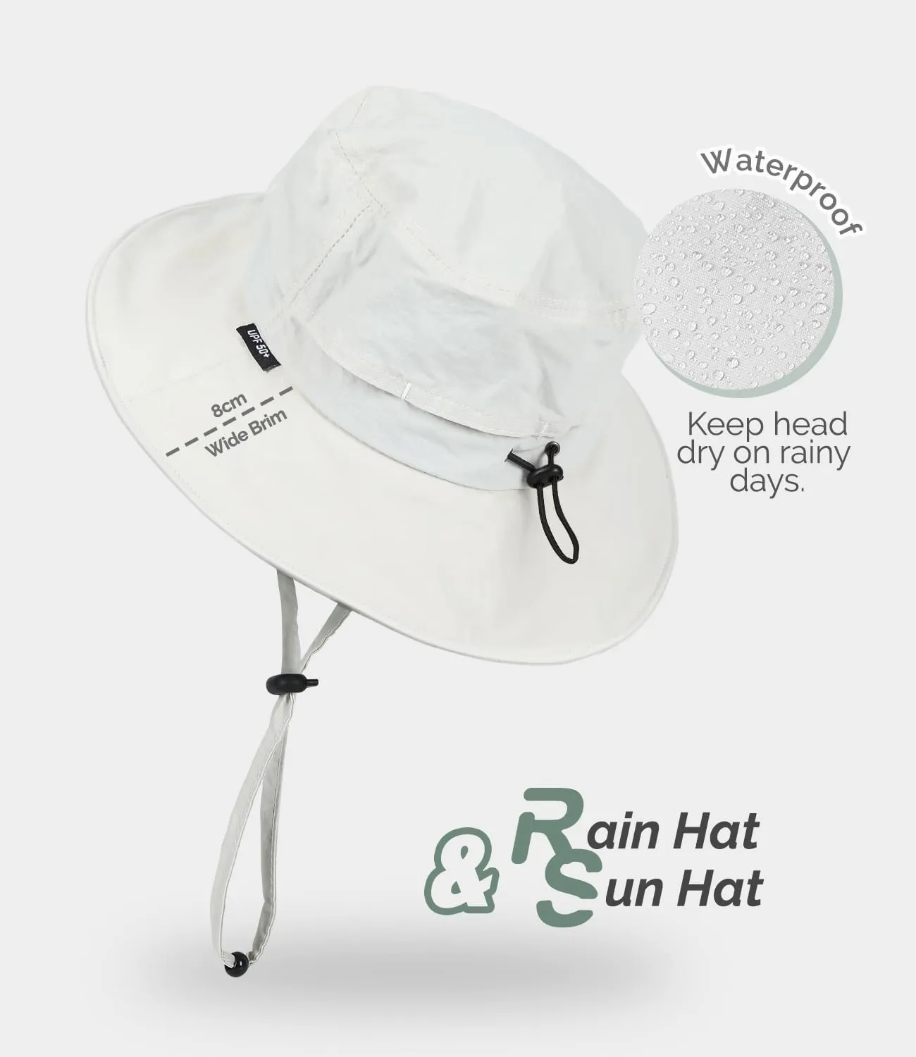 Bucket Hat Waterproof Rain Hat for Women Men Sun Hats UPF50  Packable Summer Hat Hiking Travel Floppy Sun Hat
