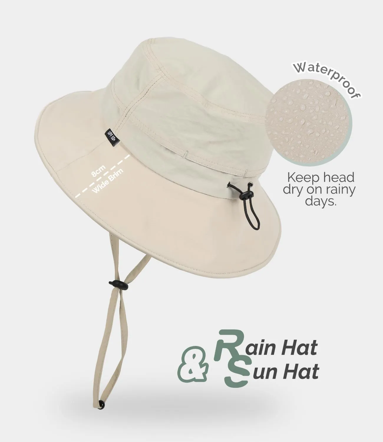 Bucket Hat Waterproof Rain Hat for Women Men Sun Hats UPF50  Packable Summer Hat Hiking Travel Floppy Sun Hat