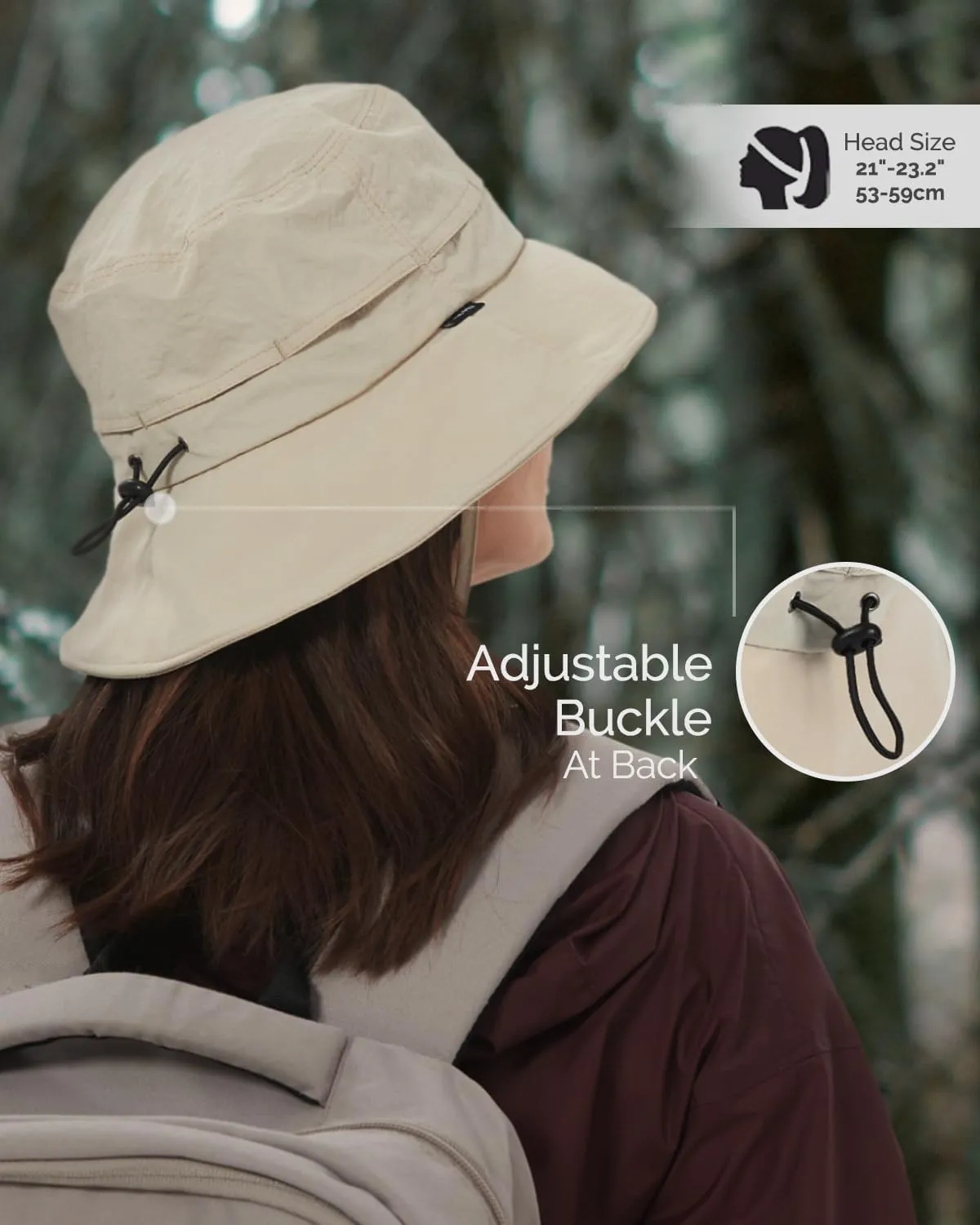 Bucket Hat Waterproof Rain Hat for Women Men Sun Hats UPF50  Packable Summer Hat Hiking Travel Floppy Sun Hat