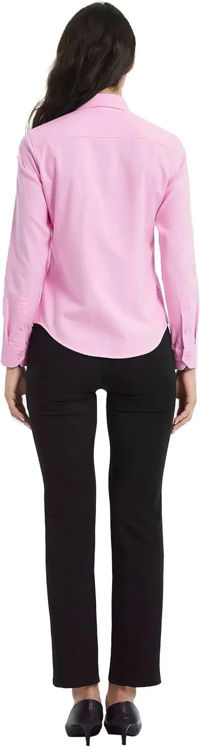 Button Down Shirt Women's Long Sleeve Oxford Shirt Cotton Work Blouse Wrinkle Resistant