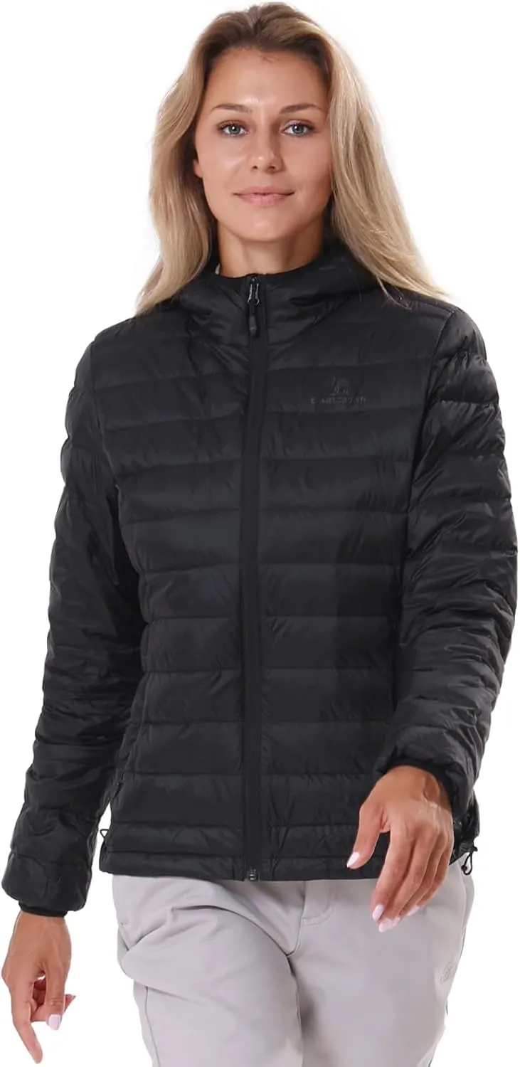 CAMEL CROWN Women's Packable Hooded Down Jacket Ultra Light Insulated Puffer Coat Water Resistant