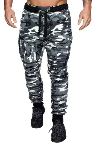 Camo Pants Men Cargo Sweatpants Tactical Workout Gym Joggers Athletic Hiking Trousers Casual Slim Fit Sweatpant Pockets