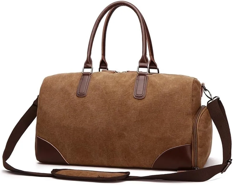 Canvas Travel Duffle Bag Multiple Compartments Waterproof Large Overnight Bag For Men Carry on Office Business