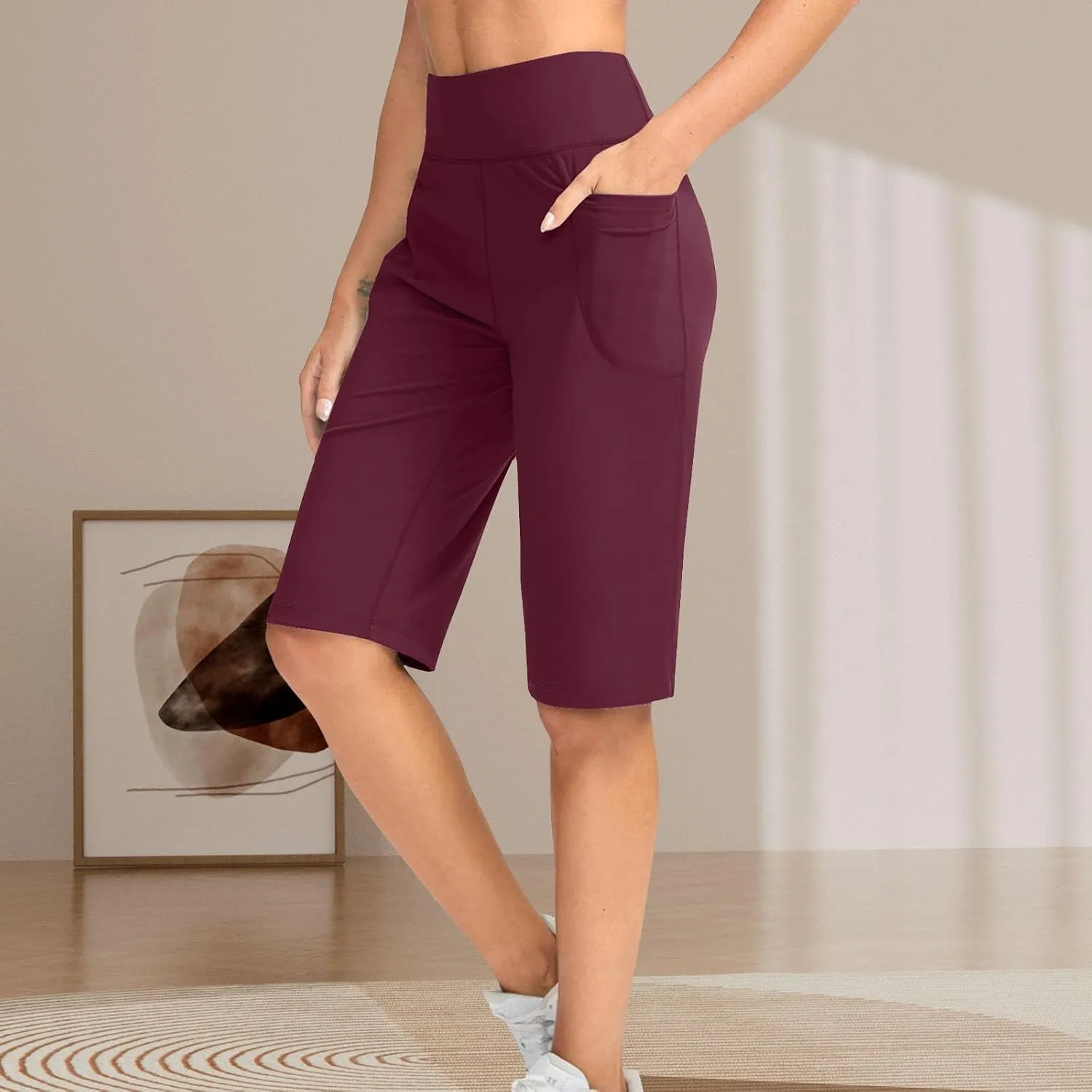 Capri Pants for Women Plus Size Casual Summer Knee Length Wide Leg Yoga Pants Athletic Workout Shorts Capris