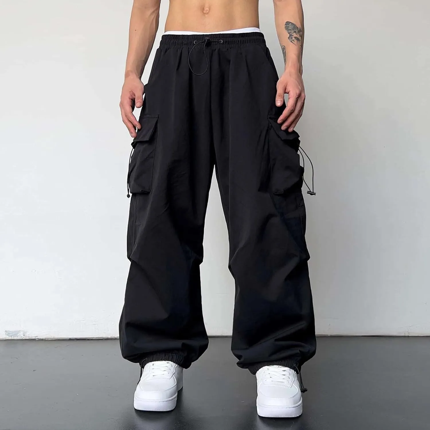 Cargo Pants for Men Baggy Parachute Pants Men Elastic Waist Harem Pants Y2k Sweatpants Lightweight Streetwear Pants