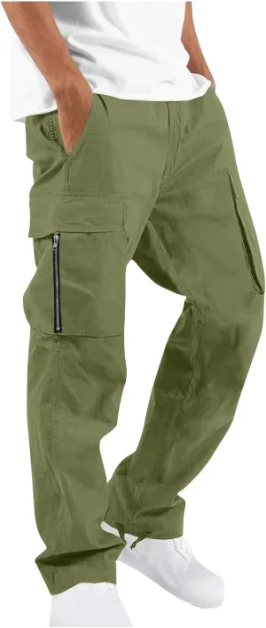 Cargo Pants for Men Baggy Workout Regular Straight Hiking Tactical Trousers Casual Athletic Cargo Pants with Multi-Pockets