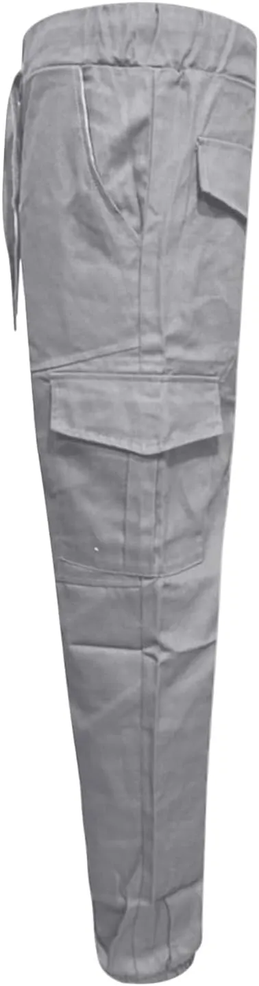 Cargo Pants for Men Casual Drawstring Waist Tapered Leg Pants Loose Fit Hiking Travel Pants with Multi Pockets