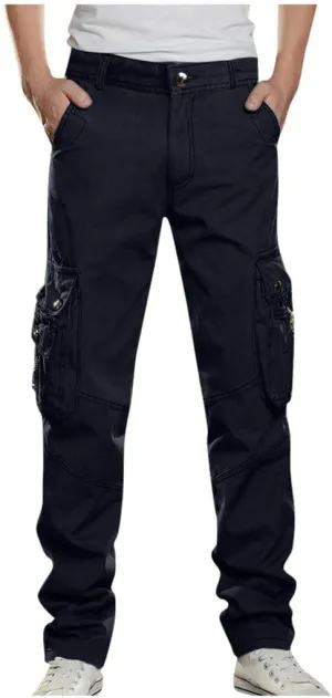 Cargo Pants for Men Quick-Dry Outdoor Zipper Buckle Multipocket Trousers Workout Athletic Gym Fashion Loose Joggers