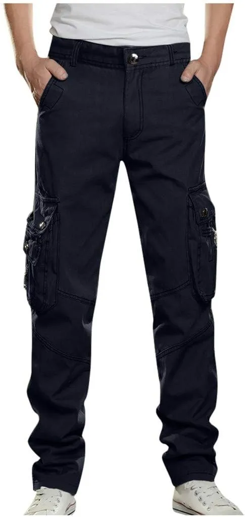 Cargo Pants for Men Quick-Dry Outdoor Zipper Buckle Multipocket Trousers Workout Athletic Gym Fashion Loose Joggers