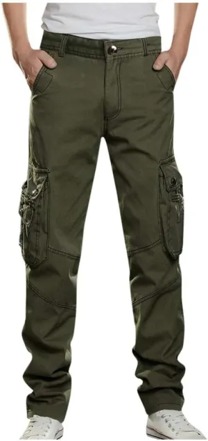Cargo Pants for Men Quick-Dry Outdoor Zipper Buckle Multipocket Trousers Workout Athletic Gym Fashion Loose Joggers