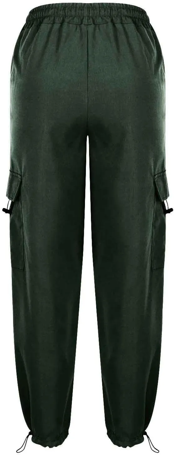 Cargo Pants Women High Waist Baggy Casual Solid Parachute Trousers Summer Loose Fit Y2K Streetwear with Multi Pockets