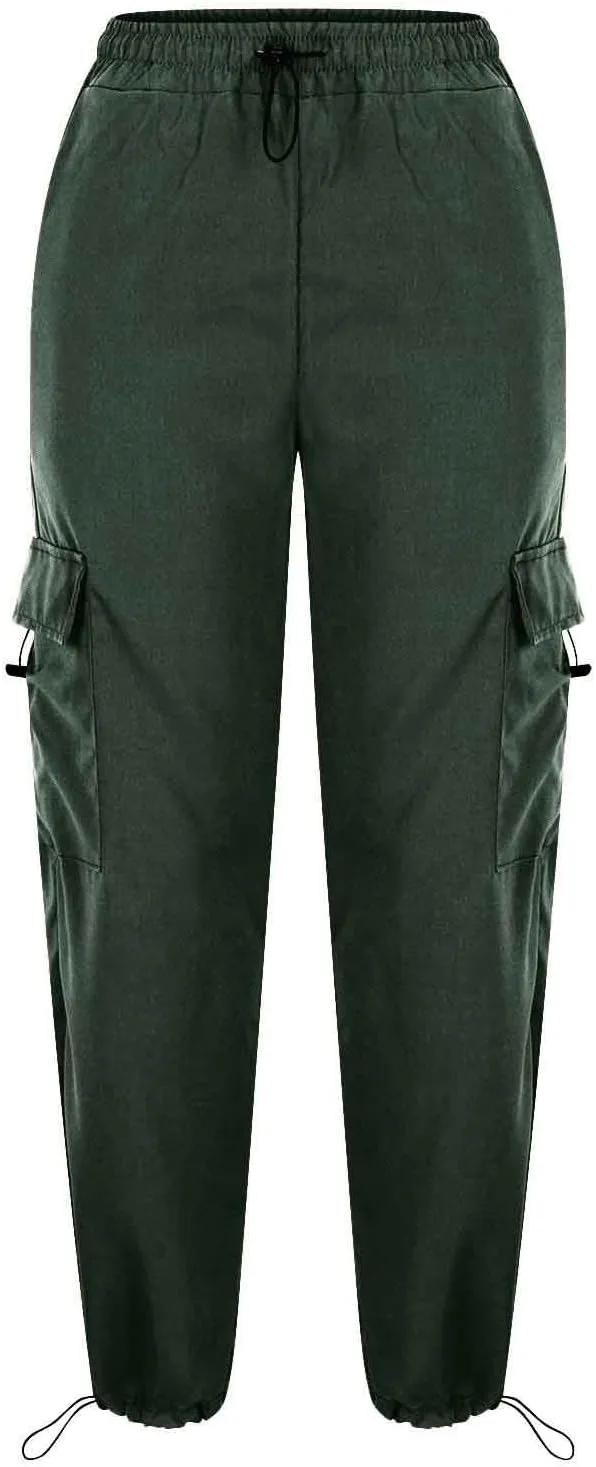 Cargo Pants Women High Waist Baggy Casual Solid Parachute Trousers Summer Loose Fit Y2K Streetwear with Multi Pockets