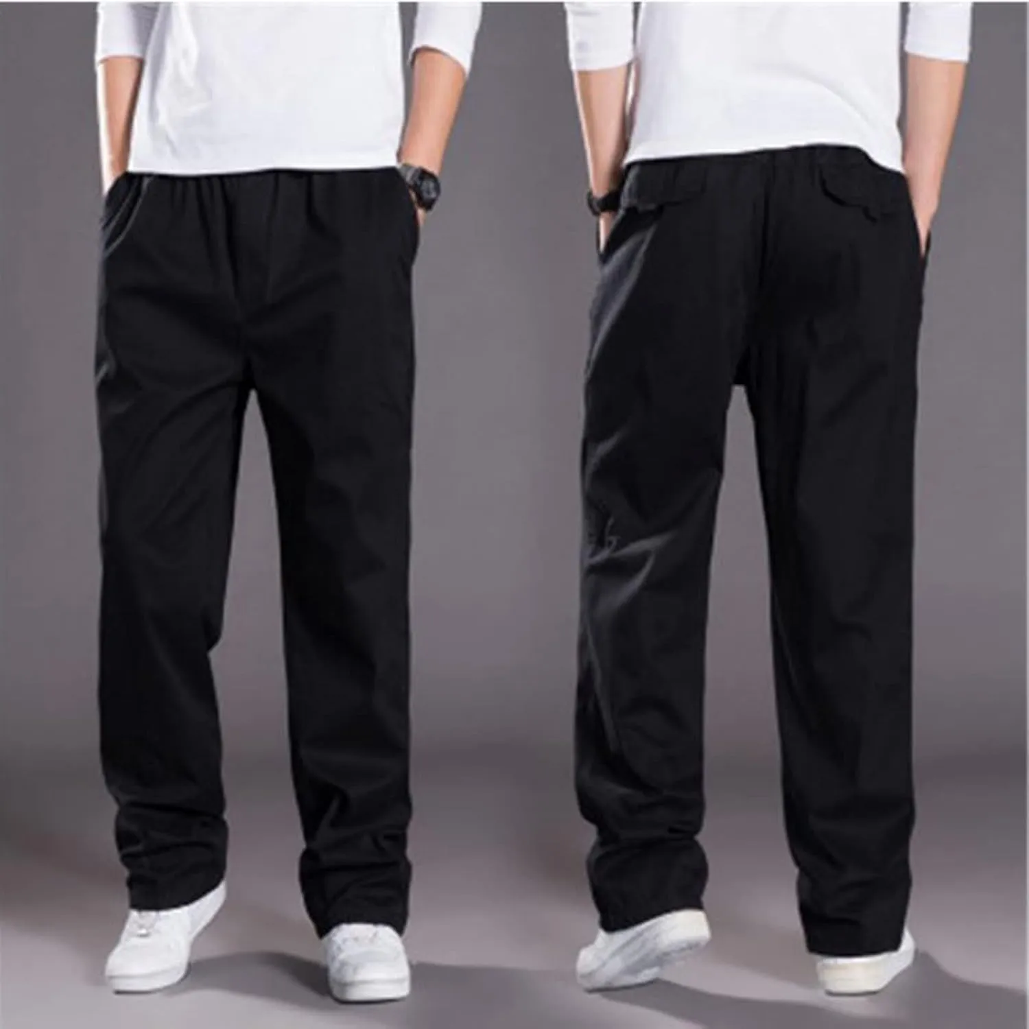 Cargo Work Pants for Men Lightweight Elastic Waist Pants Baggy Jogger Pants Outdoor Hiking Pants Athletic Gym Pants
