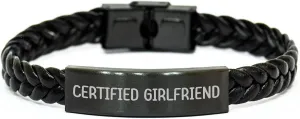 Certified Sweetheart Gifts for Her Interlaced Leather Engraved Stainless Steel PU Leather Wrap Christmas Memorable Presents Unique Wristlet Accessories From Sweetheart to Sweetheart